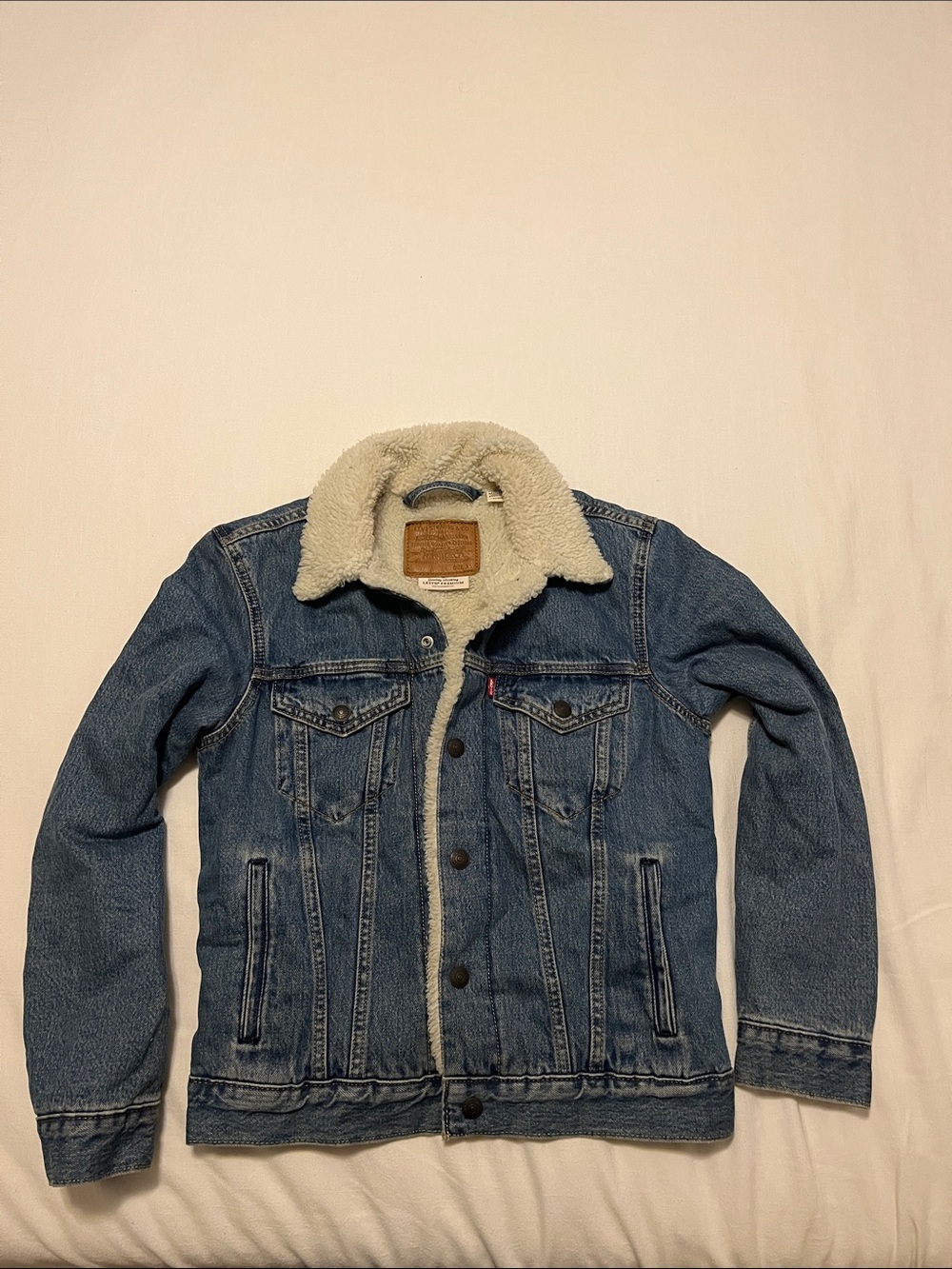 Levi's Blue Denim Sherpa-Trim Trucker Jacket